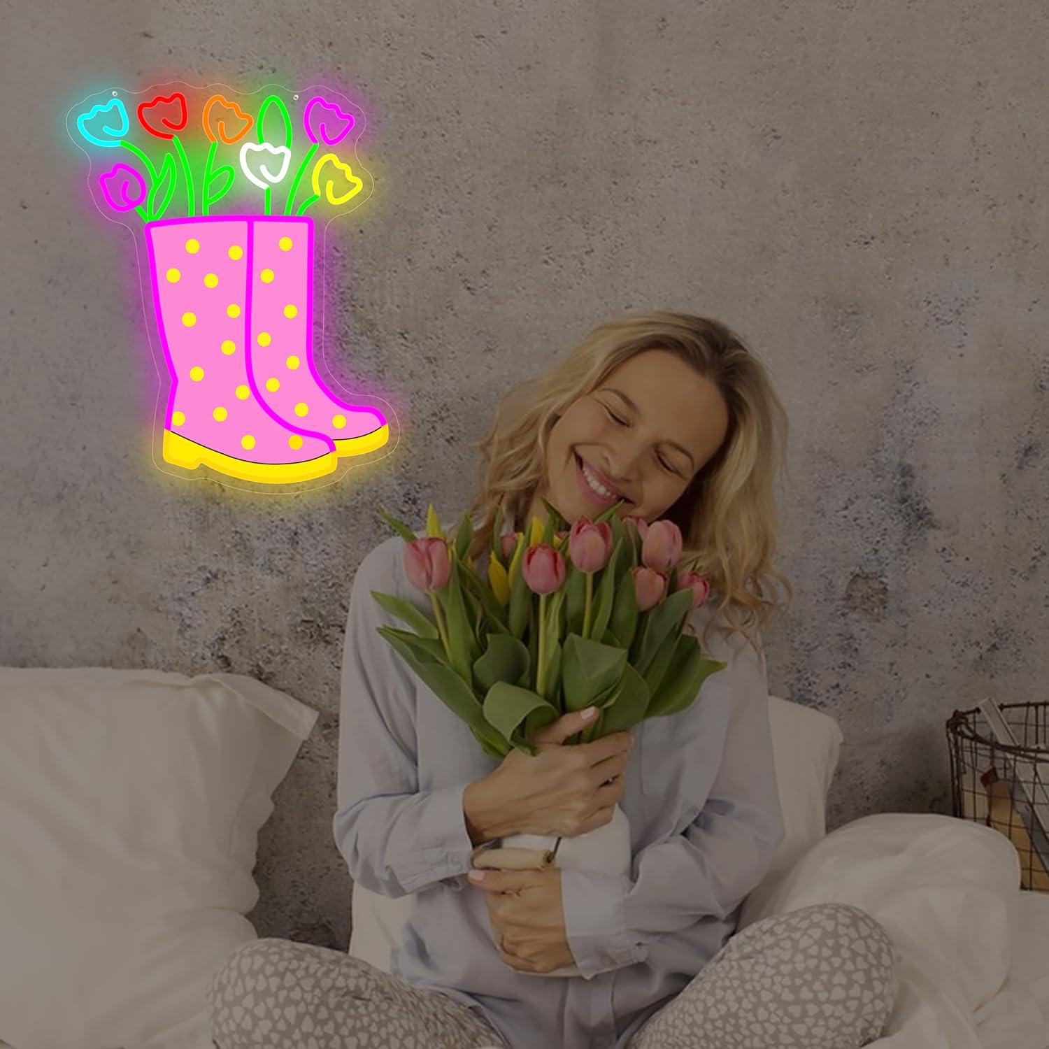 Spring Tulips Rain Boots Neon  - Boots ulasan dan harga