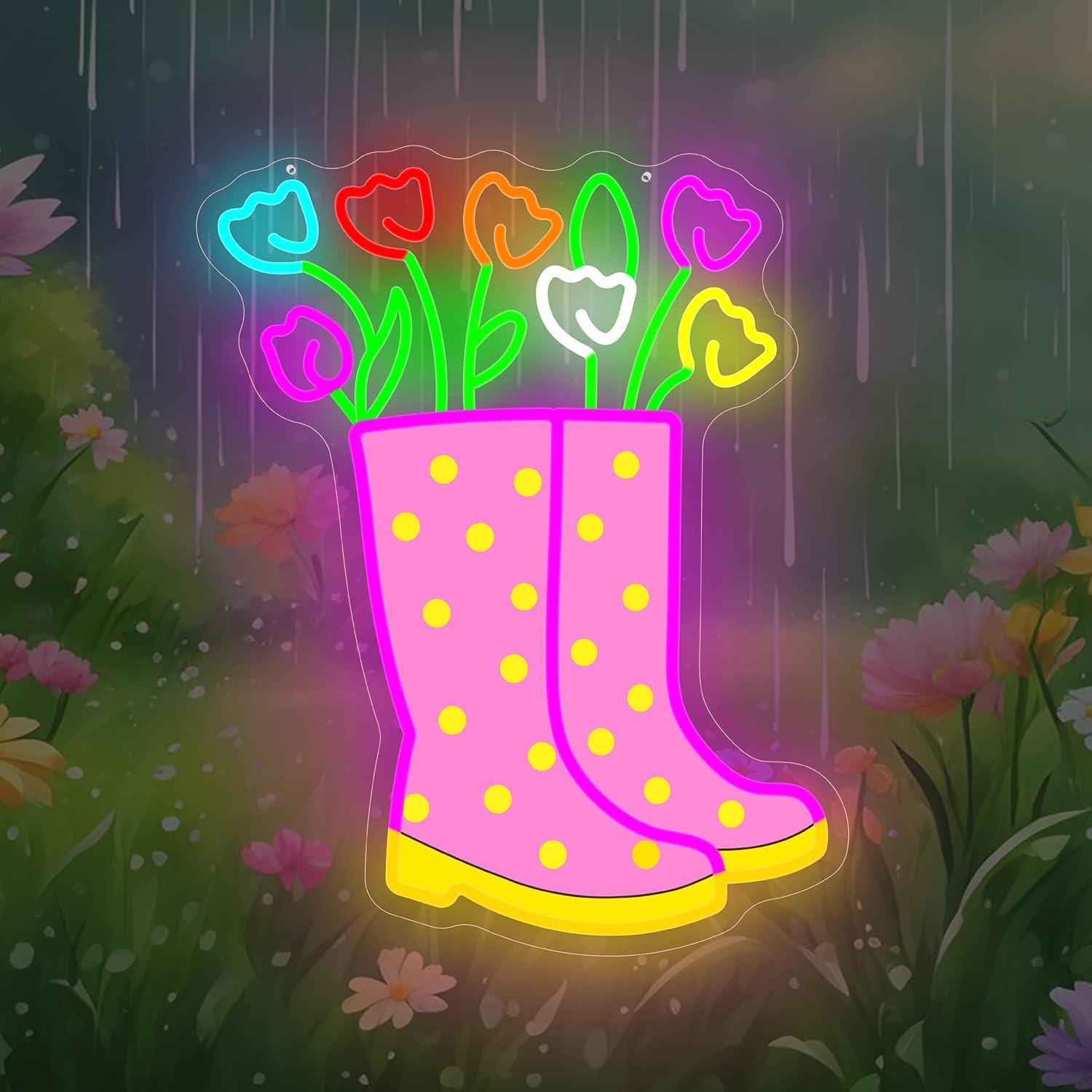 Spring Tulips Rain Boots Neon  - Boots ulasan dan harga